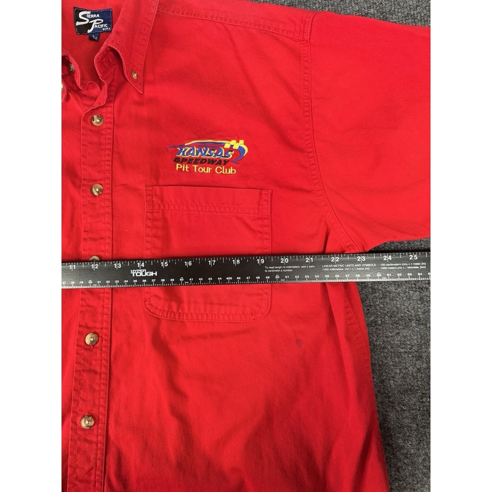 Kansas Speedway Pit Tour Club Men's Red Shirt Short Sleeve Button Down Large - Picture 8 of 9
